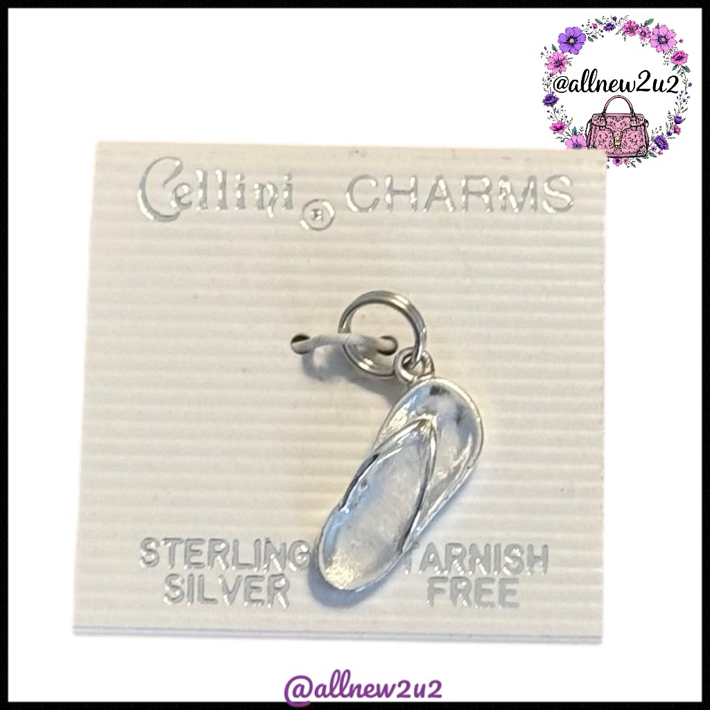 Cellini Sterling Silver Flip Flop Charm Pendant Tarnish Free